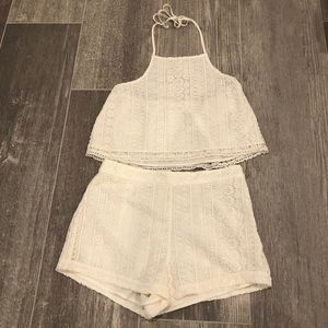 Hollister Two Piece White Lace Set